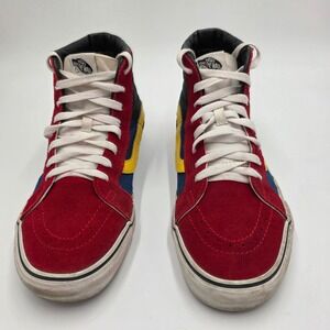 Vans Sk8 Hi High Top Skate Shoes Red Blue Yellow Black Men's Size 10